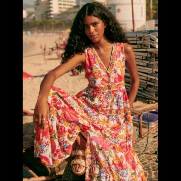 NWT Sezane x Farm Rio Alamedee Maxi Dress 38 - Picture 1 of 4